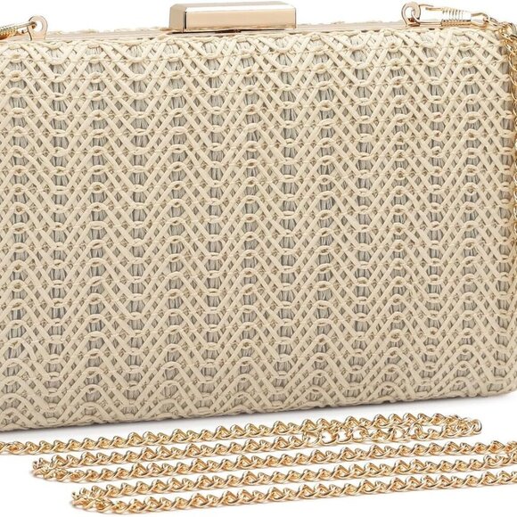 Accessories - Straw Purse Women Summer 2025 Rattan Raffia Woven Beach Evening Bag